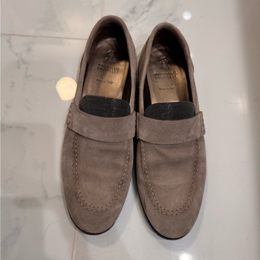 Brunello Cucinelli Penny Suede Loafers